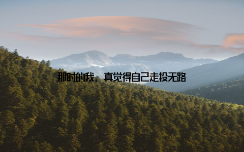 那时的我, 真觉得自己走投无路