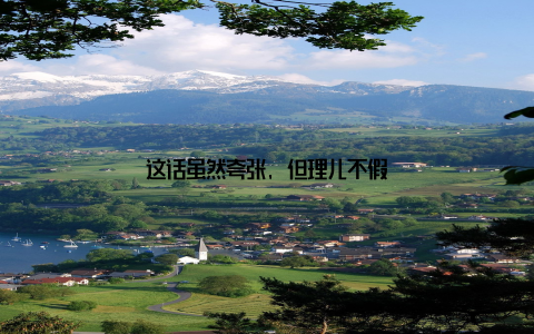 这话虽然夸张, 但理儿不假