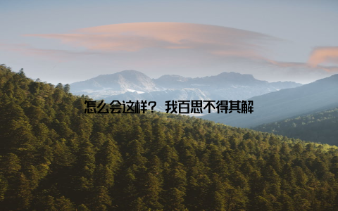 怎么会这样? 我百思不得其解